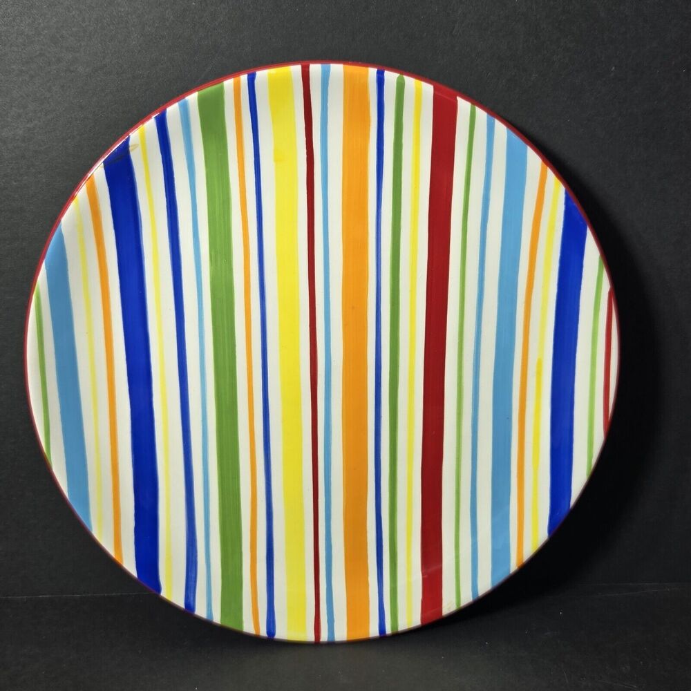 Sonoma Home Summer Stripe Dinner Plate NEW Dishwasher & Microwave Safe Ceramic